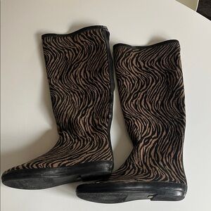 Chic Zebra Print Black and Brown Women's Boots